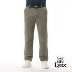 【LYNX GOLF】男款混紡材質彈性舒適經典百搭素面卡其褲平口休閒長褲-卡其色