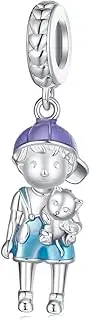 [Teleye] Little Boy Pendant Charm 925 Sterling Silver Charm Fits For Pandora Bracelet Necklace, Cubic Zirconia, Created Cubic Zirconia