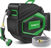 Retractable Garden Hose Reel 100FT 1/2" - 4-Layer Hose with Metal Bracket, Auto-