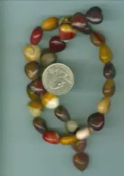 16 Inch strand of Natural Mookaite Heart Shaped Beads Mookaite 13mm beads