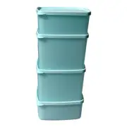 4 Tupperware Freezer It Plus Snowflake Medium Containers 4 pc Aqua Blue -Jam NEW