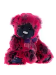 Charlie Bears - Mardi Gras Pink Purple Teddy Bear Small Collectable Soft Plush