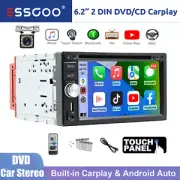 6.2'' 2 DIN CarPlay/Android Auto CD/DVD Player Car Stereo Radio Head Unit Camera