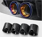 4pcs ER Carbon Fiber Exhaust Tip Compatible For BMW G80G82 Auto Car Muffler Modify and Upgrade Exhaust Tail Tip Car Decoration Nozzle(4pcs Blue M logo)