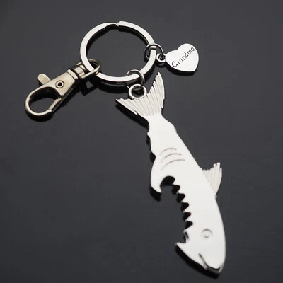 Shark Shaped Keychain Smooth Bottle Opener Gift - Grandma Heart Charm with Clip