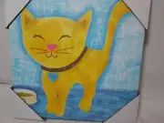 NEW Oopsy Daisy Too Canvas Wall Art 10x10 MEOW KITTY Cat - Yellow & Blue NEW