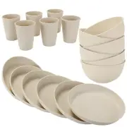 18PCS Wheat Straw Dinnerware Sets Unbreakable Reusable Dinnerware Set for 6, ...