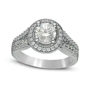 1.63 CT. T.W. Natural Diamond Antique Vintage-Style Split Shank Engagement Ring in Solid 14K White Gold