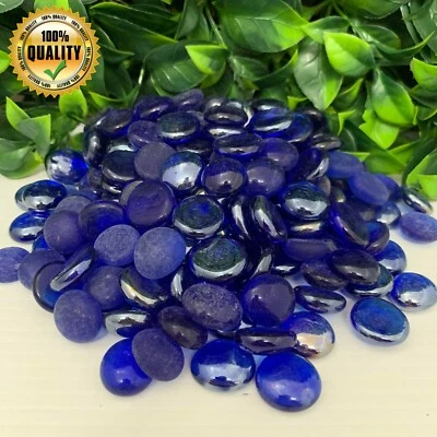 Navy Round Glass Pebbles Beads Stones For Arts, Craft, Mosaics 17 - 19mm 450g