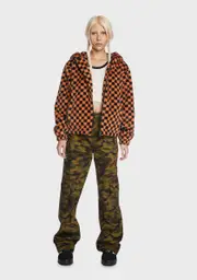 [Daisy Street] Checkered Hoodie Jacket