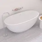 1550/1650mm Sasso Oval Matte White Stone Freestanding Bath