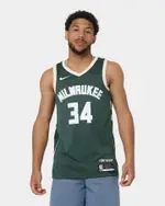 [Nike] Nike Giannis Antetokounmpo Milwaukee Bucks #34 Icon Edition 2022/23 Nike Dri-fit Nba Swingman Jersey Fir - Size M M Fir