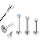 2X Optional Size Opalite Steel Labret Monroe Lip Ring Ear Stud Piercing Jewelry