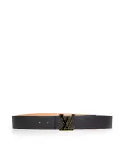 Black Leather Reversible Logo Belt