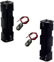 LampVPath (Pack of 2 8 AA Battery Holder, Two Layers Battery Case, 12v AA Battery Holder, 8 AA Battery Holder with Leads with (Pack of 2) I Fonts Clip Connector