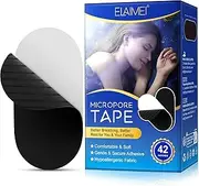 Gentle Black Tape(42 Strips) Micropore Mouth Tapes - Hypoallergenic & Pain Free Removal, Strip Tape for Men & Women, Gentle On Skin