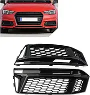2 Pcs Car Front Bumper Fog Light Grille Compatible For A4 S4 B9 S-line 2016-2018 Honeycomb Mesh Fog Lamp Cover Racing Grill