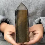 0.88LB TOP!Natural tiger's eye jasper quartz obelisk crystal wand point healing