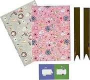 Grupo Erik Harry Potter Wrapping Paper Set Bows and Stickers Wrapping Paper – 2 Wrapping Paper Sheets 50 x 70 cm Wrapping Paper Christmas or Gift Wrapping Paper Birthday