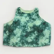 Old Navy Active PowerChill 3X Crop Tank Green Tie Dye Go-Dry Light Support NWT