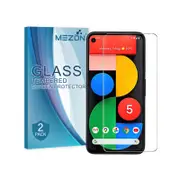 2 Pack MEZON Google Pixel 5 (6.0") Clear Tempered Glass Screen Protectors