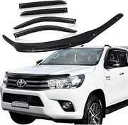 SUERAUTO4X4 Bonnet Protector Weather Shield Guard for Toyota Hilux N80 2015-2020 Revo Rocco Accessories, Tinted Black Bonnet Hood Stone Guard Weathershields Window Visor Wind Deflectors Car Exterior