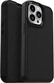 OtterBox 77-85822 Strada Series Premium Leather Shockproof and Drop Proof Protective Folio Case with Two Card Holders for iPhone 13 Pro, Black