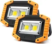 LED Work Light - 10W 1000 Lumens Daylight, 3 Modes Portable LED Work Flood Lights with Stand Battery Powered for Garage Outdoor Camping Emergency and Job Site Lighting