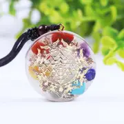 Seven Veins Energy Orgonite Necklace 7 Chakra Pendant Emf Protection Reiki