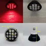 24W / 12W Deep Red 660nm LED Lamp Spot Light Bulb PAR38 Therapy Plant black
