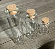 Glass Bottles Clear Jars Cylinders with Corks Potion Apothecary 3 Vials Bulk Lot