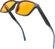 OnrySxn Blue Light Blocking Gaming Glasses, Migraine Glasses Anti Glare Gamer Glasses Anti-Fatigue Blue Light Orange Rectangle Frame Eyeglasses for Men Women Computer Screen TVs Mobile Phones Amber,