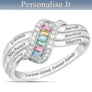 Forever Family Engraved Personalised Birthstone Ring
