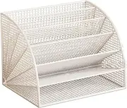 Large capacity Desktop File Box Iron File Box Six-Layer Office File Basket White Multi-Purpose File Box Suitable For Home Office Shipshape