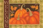 New Country Fall PUMPKIN WELCOME Bittersweet Leaves Rug Mat Non Skid