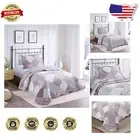 Lilac and Beige Patchwork Twin Quilt Set with Reversible Sham - All Seasons