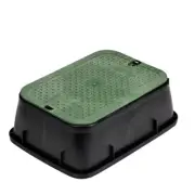 14 In. X 19 In. Rectangular Valve Box Extension and Cover, Black Extension, Gree