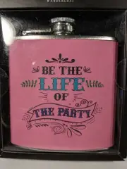 Wanderlust 6 Oz Pink Hip Flask ( Be The Life Of The Party)