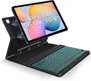 [JUQITECH] Backlit Keyboard Case for Samsung Galaxy Tab S6 Lite 10.4" 2024/2022/2020, Strong Magnetic Book Cover Detachable Wireless Keyboard for Tablet SM-P620/P625/P610/P613/P615/P619 Kickstand Case