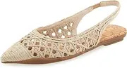 [Aerosoles] Women's Diego Ballet Flat, Natural Embroidered Raffia, 7, Natural Embroidered Raffia, 7