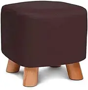 Foot Stool Sofa Stool, Solid Wood Shoes Bench Home Pu Leather Stool Hall Change Shoe Bench Small Footstool 28X28X25Cm,Practicalniture/Brown