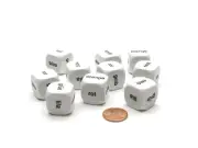 Pack of 10 20mm D6 German Color Word Dice - White with Black Words