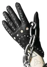 [Majesty Black] Studded Key Hole Gloves
