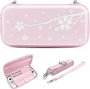 Mytrix Cute Carrying Case for Switch 2, Portable Hard Shell Pouch Travel Storage Bag for Switch 2 Protective Bag with 10 Game Card Slots,Pink Carrying Case