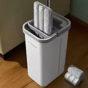 Hands-Free Mop & Bucket Set with 3 Washable Pads for Easy Cleaning
