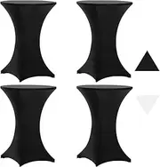 HGHDBT Spandex Cocktail Table Covers - 4 Pack 32x43 Inch Black Stretch Highboy Cocktail Tablecloth Fitted High Top Round Table Cloths for Party Wedding Bar Banquet