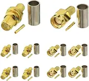 SUPERBAT SMA Crimp Connectors Kit SMA Male + SMA Female Crimp Solder Attachment Connector Kit for RG58 RG303 RG141 RG142 RG400 LMR195 Low Loss Coax Cable(10 Pack in Total)