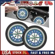 2 pk Seattle Mariners Car Cup Mat Car Drink Holder Insert Silicone Coaster Set 1