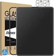 Mothca [2 + 2 pieces matte screen protector tempered glass for iPad Pro 12.9 inch (2018/2020/2021), 2 pieces matte film + 2 pieces camera protective glass