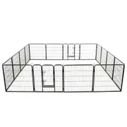 Dog Playpen 16 Panels Steel 80x80 cm Black vidaXL